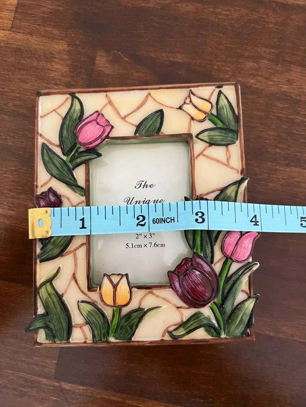 Richesco Corporation Tulip Flowers Stained Glass Look Hand-Painted Picture Frame